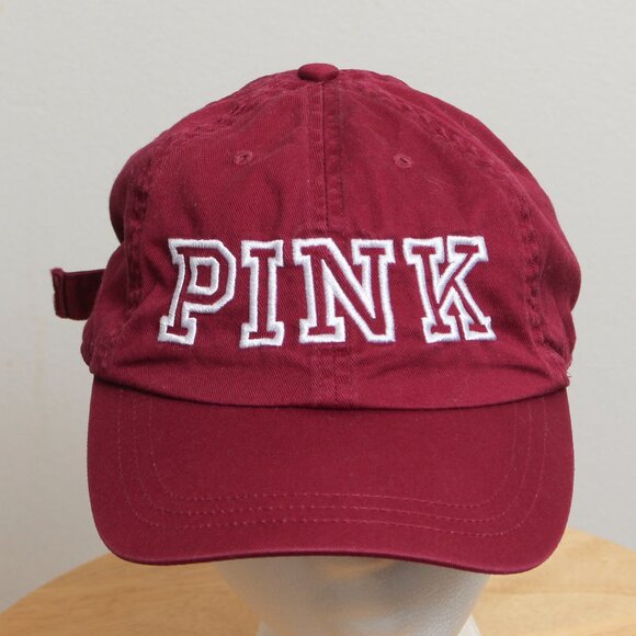 Victoria's Secret Pink Womens Hat OS Burgundy Adjustable Cap - Picture 1 of 7